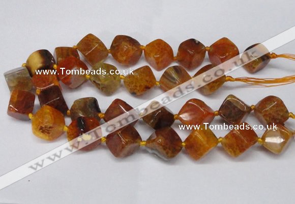 CAG8572 15.5 inches 15*16mm - 17*18mm cube dragon veins agate beads