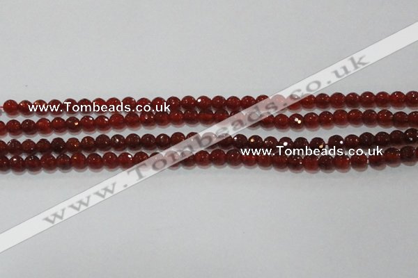 CAG8590 15.5 inches 6mm faceted round red agate gemstone beads