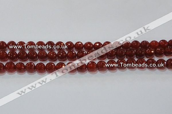 CAG8592 15.5 inches 10mm faceted round red agate gemstone beads