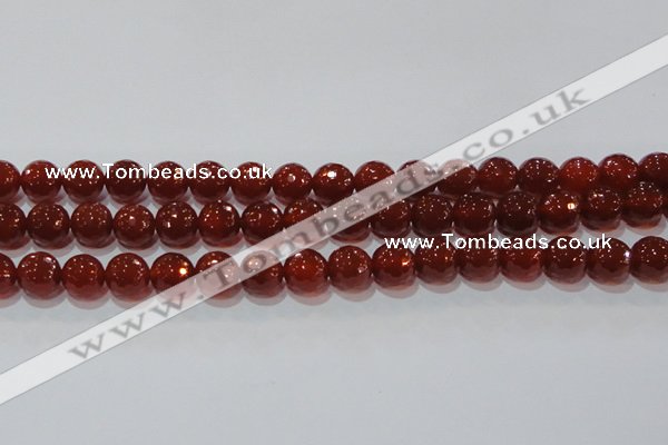 CAG8593 15.5 inches 12mm faceted round red agate gemstone beads