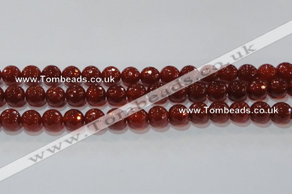 CAG8594 15.5 inches 14mm faceted round red agate gemstone beads