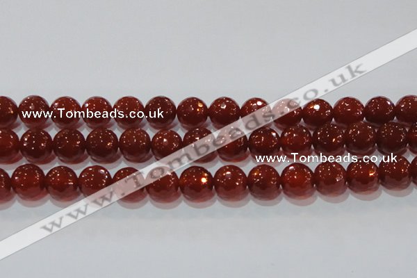 CAG8596 15.5 inches 18mm faceted round red agate gemstone beads