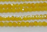 CAG8600 15.5 inches 4mm faceted round yellow agate gemstone beads