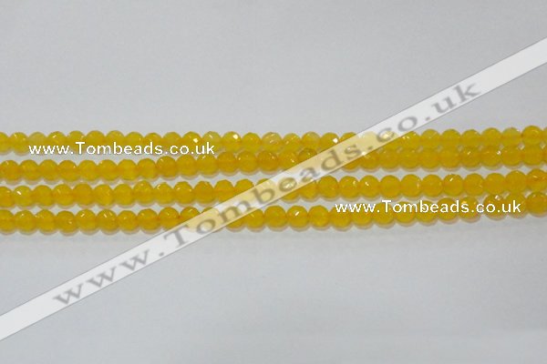 CAG8601 15.5 inches 6mm faceted round yellow agate gemstone beads