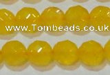 CAG8605 15.5 inches 14mm faceted round yellow agate gemstone beads