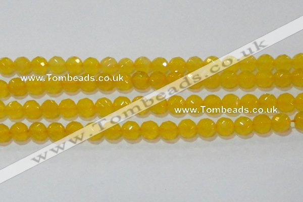 CAG8605 15.5 inches 14mm faceted round yellow agate gemstone beads