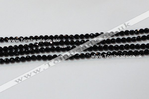 CAG8610 15.5 inches 6mm faceted round black agate gemstone beads