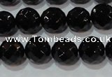 CAG8613 15.5 inches 12mm faceted round black agate gemstone beads