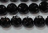 CAG8613 15.5 inches 12mm faceted round black agate gemstone beads