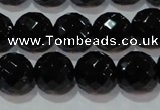 CAG8614 15.5 inches 14mm faceted round black agate gemstone beads