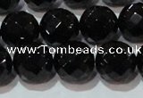 CAG8615 15.5 inches 16mm faceted round black agate gemstone beads