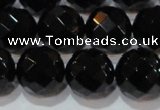 CAG8616 15.5 inches 18mm faceted round black agate gemstone beads