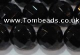 CAG8617 15.5 inches 20mm faceted round black agate gemstone beads