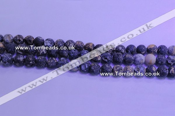 CAG8653 15.5 inches 10mm round matte blue ocean agate beads