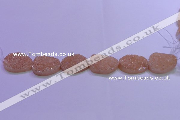 CAG8666 7.5 inches 22*30mm freeform champagne plated druzy agate beads