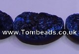 CAG8669 7.5 inches 22*30mm freeform blue plated druzy agate beads