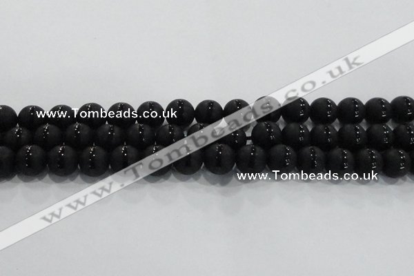 CAG8677 15.5 inches 10mm round matte tibetan agate gemstone beads