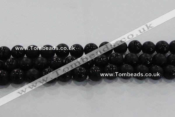 CAG8688 15.5 inches 12mm round matte tibetan agate gemstone beads