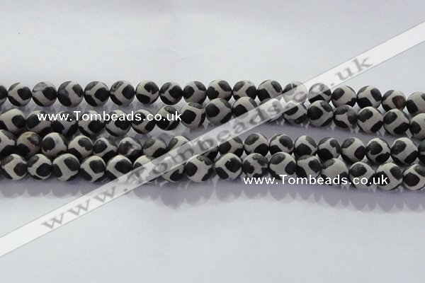 CAG8697 15.5 inches 10mm round matte tibetan agate gemstone beads