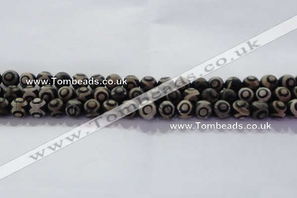 CAG8701 15.5 inches 8mm round matte tibetan agate gemstone beads