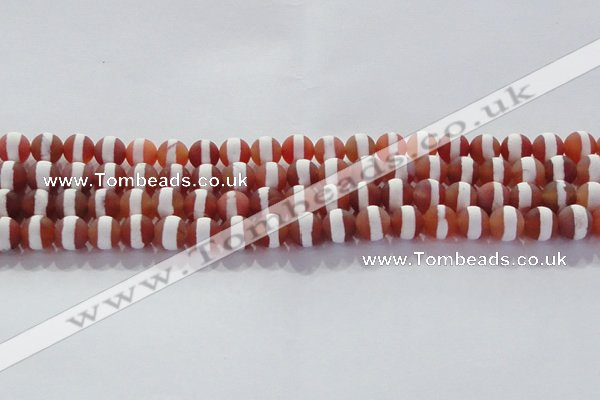 CAG8706 15.5 inches 8mm round matte tibetan agate gemstone beads