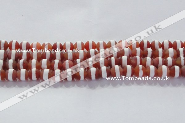 CAG8707 15.5 inches 10mm round matte tibetan agate gemstone beads