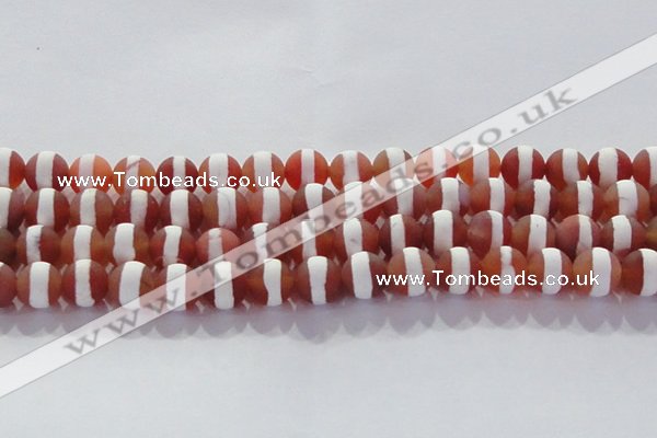 CAG8708 15.5 inches 12mm round matte tibetan agate gemstone beads