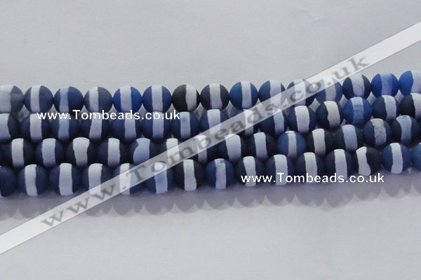 CAG8718 15.5 inches 12mm round matte tibetan agate gemstone beads