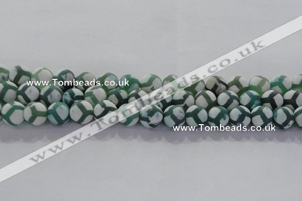 CAG8723 15.5 inches 12mm round matte tibetan agate gemstone beads