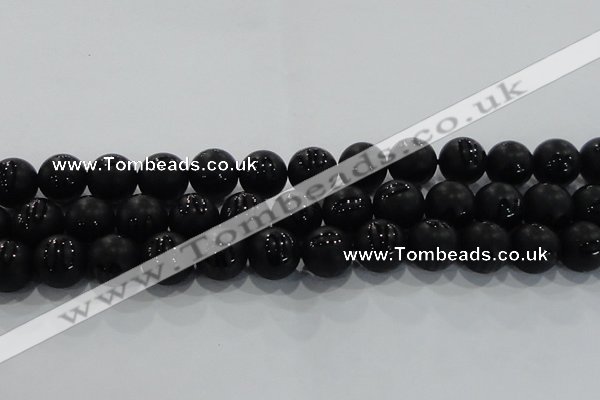 CAG8740 15.5 inches 16mm round matte tibetan agate gemstone beads