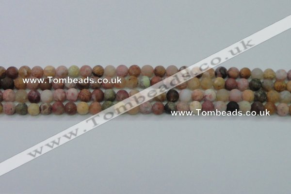 CAG8745 15.5 inches 4mm round matte rainbow agate beads