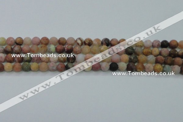 CAG8746 15.5 inches 6mm round matte rainbow agate beads