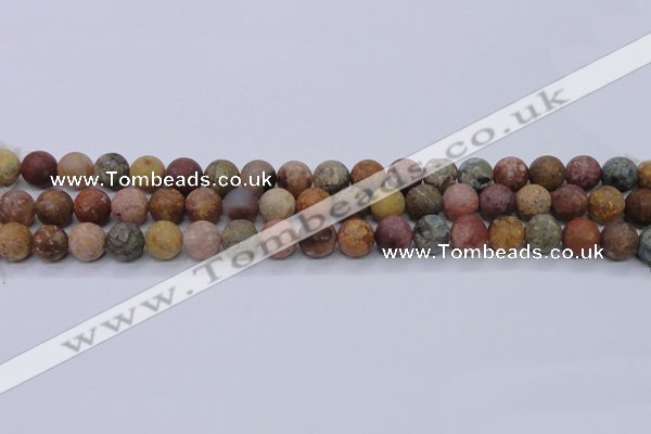 CAG8747 15.5 inches 8mm round matte rainbow agate beads