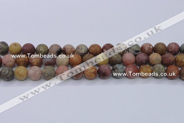 CAG8749 15.5 inches 12mm round matte rainbow agate beads