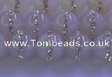 CAG8772 15.5 inches 10mm round agate with rhinestone beads