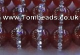 CAG8803 15.5 inches 12mm round agate with rhinestone beads