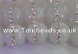 CAG8851 15.5 inches 8mm faceted round agate with rhinestone beads