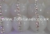 CAG8853 15.5 inches 12mm faceted round agate with rhinestone beads