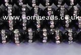 CAG8855 15.5 inches 6mm faceted round agate with rhinestone beads