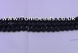 CAG8873 15.5 inches 10mm round matte black line agate beads