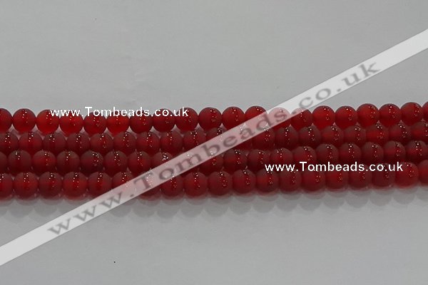 CAG8901 15.5 inches 6mm round matte red agate beads wholesale