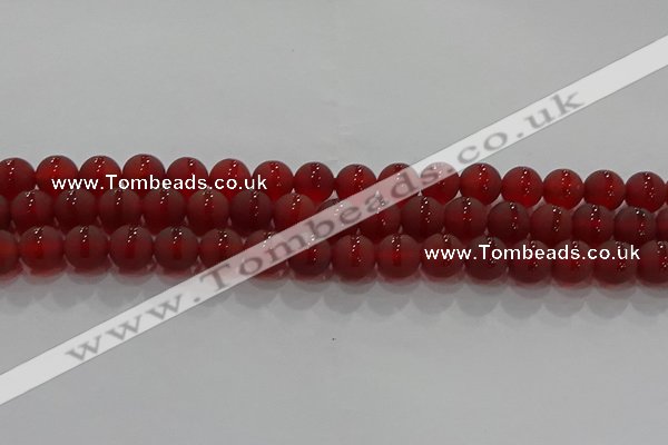 CAG8902 15.5 inches 8mm round matte red agate beads wholesale