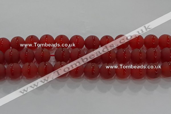 CAG8904 15.5 inches 12mm round matte red agate beads wholesale