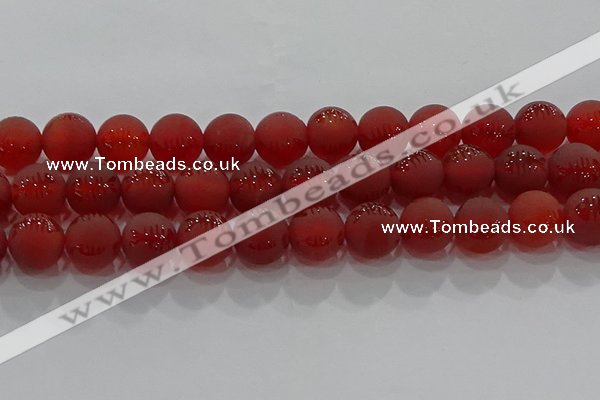 CAG8909 15.5 inches 10mm round matte red agate beads wholesale