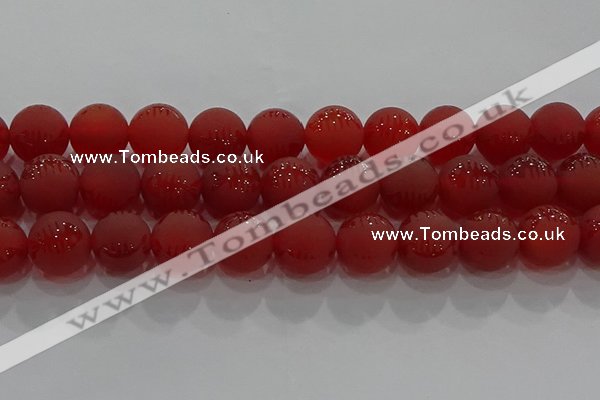 CAG8910 15.5 inches 12mm round matte red agate beads wholesale