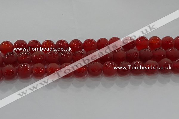 CAG8914 15.5 inches 8mm round matte red agate beads wholesale