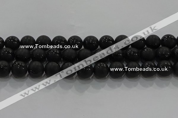 CAG8920 15.5 inches 8mm round matte black agate beads wholesale