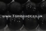 CAG8921 15.5 inches 10mm round matte black agate beads wholesale