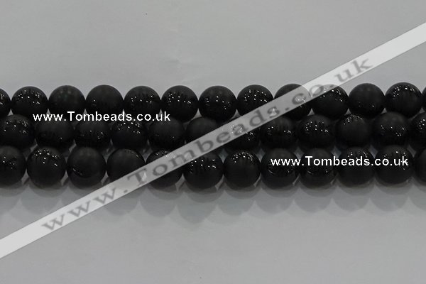CAG8921 15.5 inches 10mm round matte black agate beads wholesale