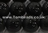 CAG8926 15.5 inches 8mm round matte black agate beads wholesale